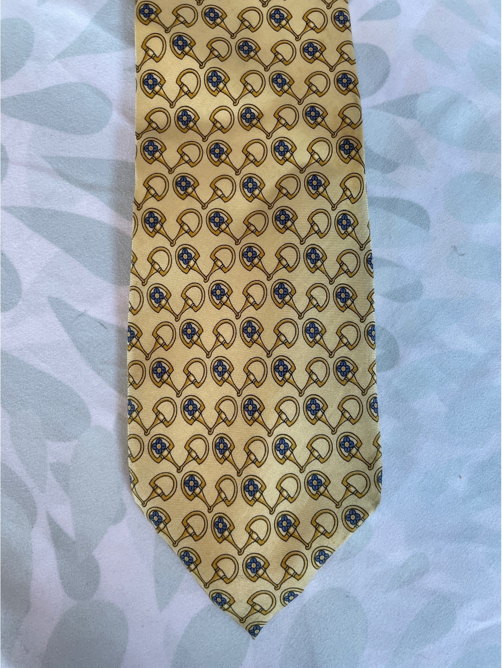 Vintage Wide Paolo Gucci Horse Bit Print Silk Tie Italy Made Equestrian Luxury